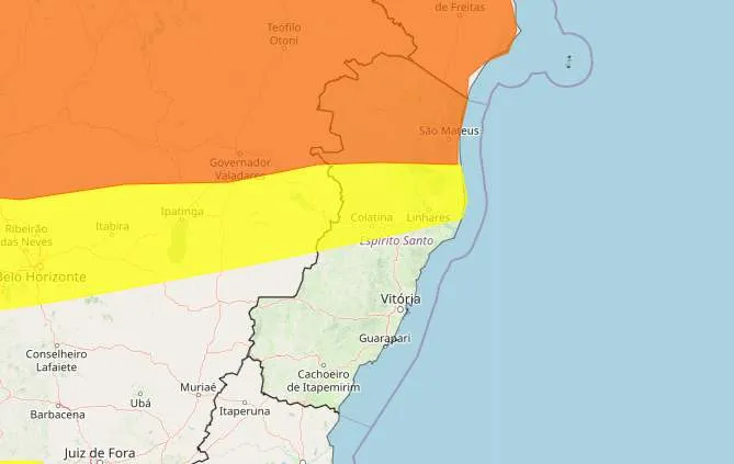 Colatina e região recebe alerta amarelo para chuvas intensas nesta terça-feira (2)