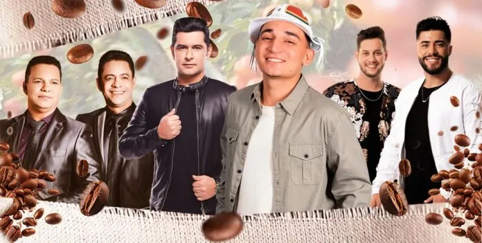 Daniel e Samuel, Léo Magalhães, João Gomes e Bruno e Denner na festa de Vila Valério