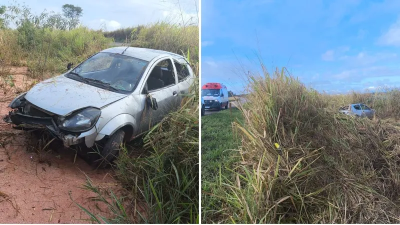 Carro capota na ES 080 em Colatina após motorista perder controle em curva