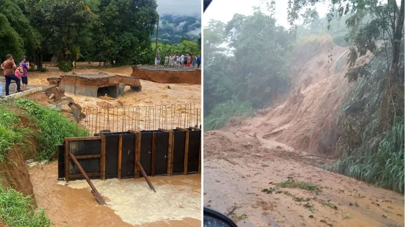Ponte construída pela Prefeitura de Afonso Cláudio desaba durante chuvas; MPES denuncia prefeito por irregularidades na obra