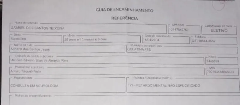Mãe denuncia demora de quase cinco meses por consulta com neurologista para filho autista em Colatina