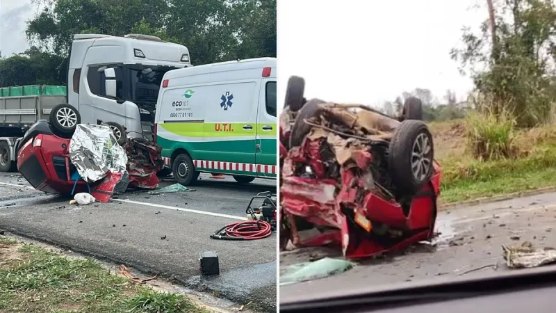 Homem morre preso às ferragens em grave acidente na BR-101 em Sooretama