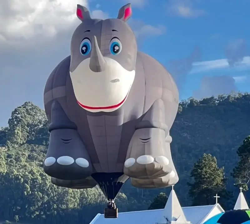 Balão em formato de rinoceronte chama atenção e vira atração nas Montanhas Capixabas