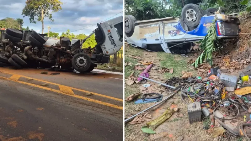 Ultrapassagem termina em grave acidente entre caminhão e caminhonete em rodovia de Aracruz