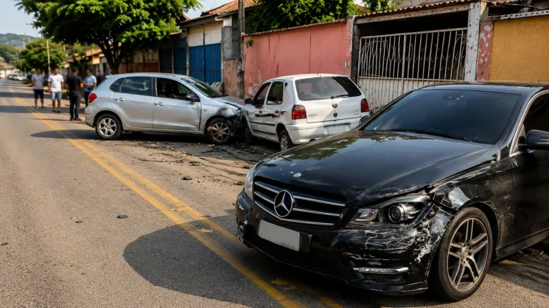 Motorista atinge dois carros, deixa homem ferido e vai embora, em Colatina